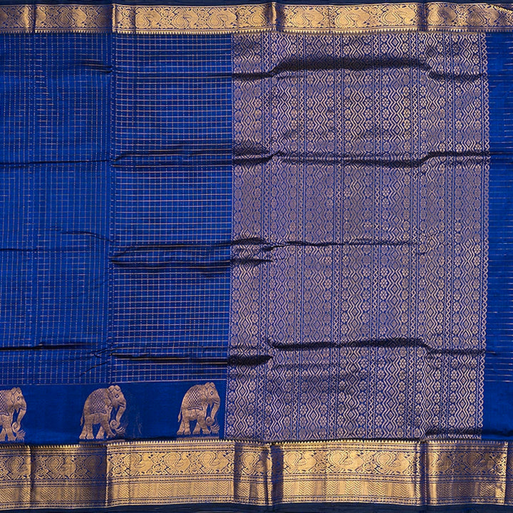 Hayagrivas Royal Blue Pure Silk Cotton Saree SSCBF137H7-3