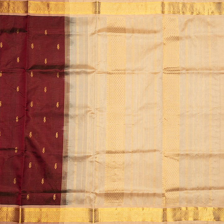 Hayagrivas Deep Maroon Pure Silk Cotton Saree SSCBF137H8-5