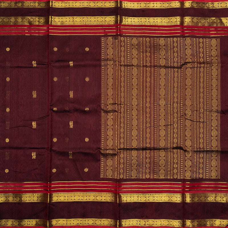 Hayagrivas Coffee Brown Pure Silk Cotton Saree SSCBF138H5-1