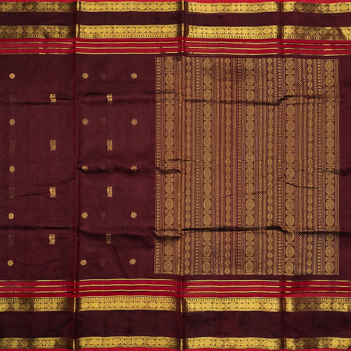 Hayagrivas Coffee Brown Pure Silk Cotton Saree SSCBF138H5-1