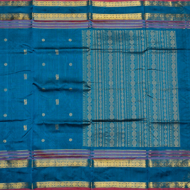 Hayagrivas Peacock Blue Pure Silk Cotton Saree SSCBF138H5-2