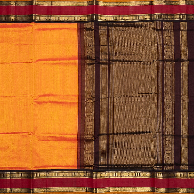 Hayagrivas Sunset Orange Pure Silk Cotton Saree SSCBF140H3-3