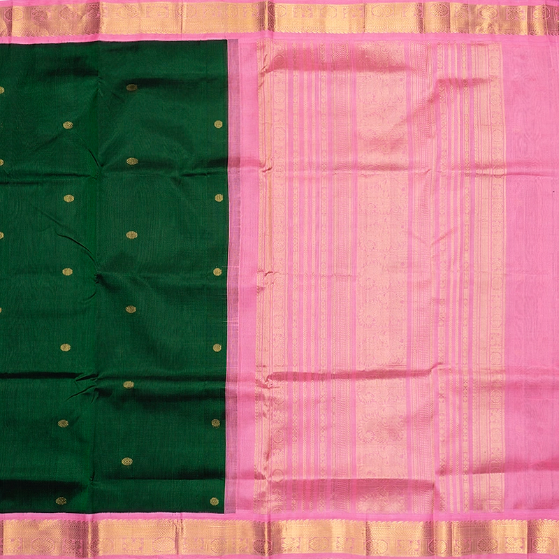 Hayagrivas Bottle Green Pure Silk Cotton Saree SSCBF140H9-2