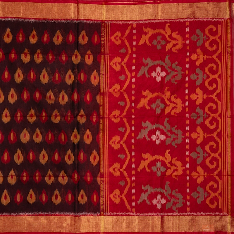 Hayagrivas  kanchana Brown Ikkat Kora Silk Cotton Saree SSCBF155H1-16