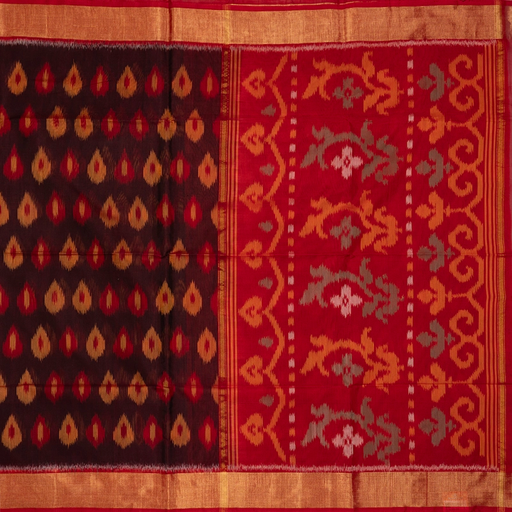 Hayagrivas  kanchana Brown Ikkat Kora Silk Cotton Saree SSCBF155H1-16