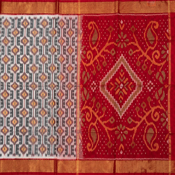 Hayagrivas Grey Ikkat Kora Silk Cotton Saree SSCBF155H1-17