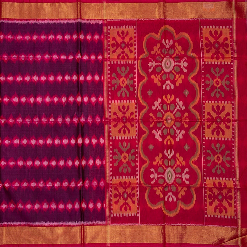 Hayagrivas Purple Ikkat Kora Silk Cotton Saree SSCBF155H1-18
