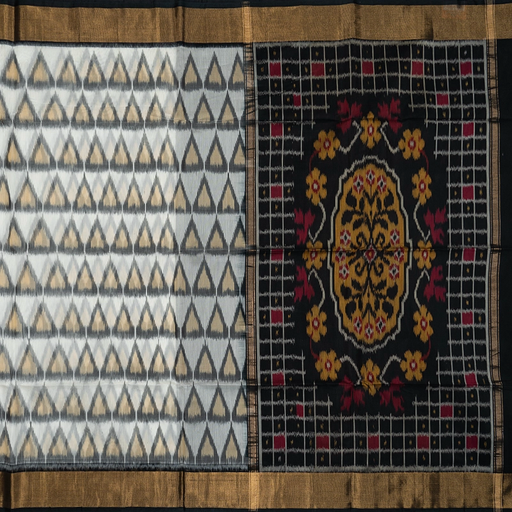 Hayagrivas White Handloom  Ikkat Kora Silk Cotton Saree SSCBF155H1-2