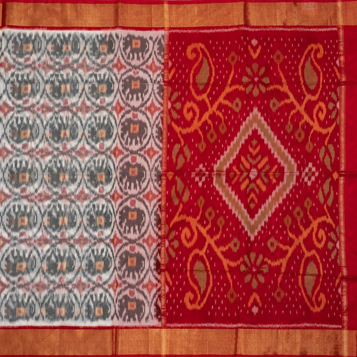 Hayagrivas Grey Ikkat Kora Silk Cotton Saree SSCBF155H1-20