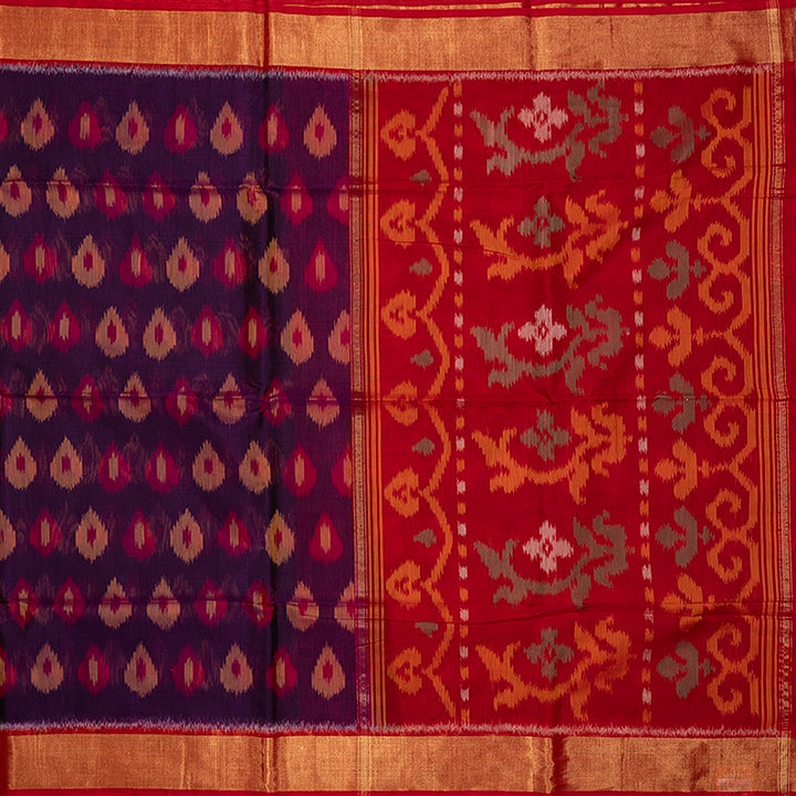 Hayagrivas Purple Ikkat Kora Silk Cotton Saree SSCBF155H1-34