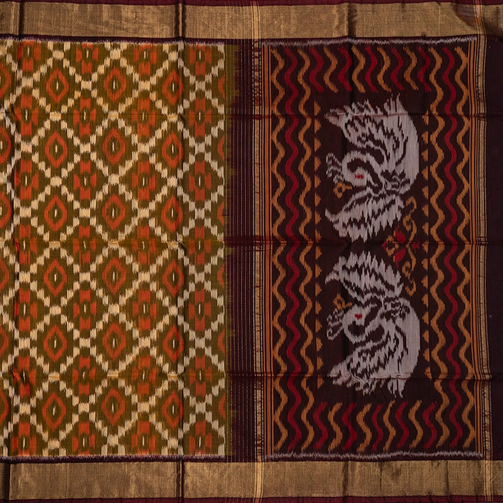 Hayagrivas Mustard Handloom Ikkat Kora Silk Cotton Saree SSCBF155H1-38