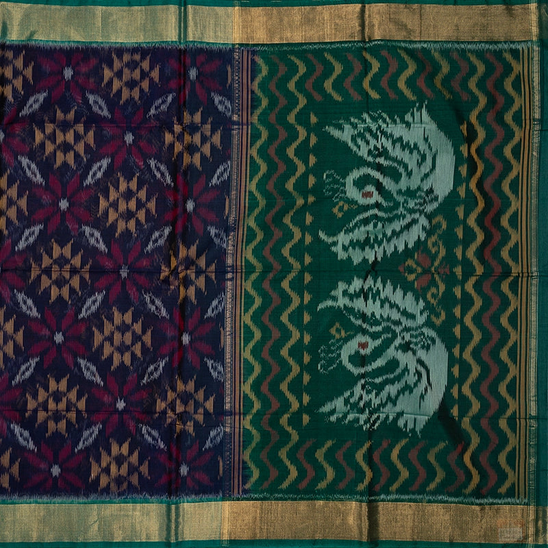 Hayagrivas Purple Handloom  Ikkat Kora Silk Cotton Saree SSCBF155H1-39