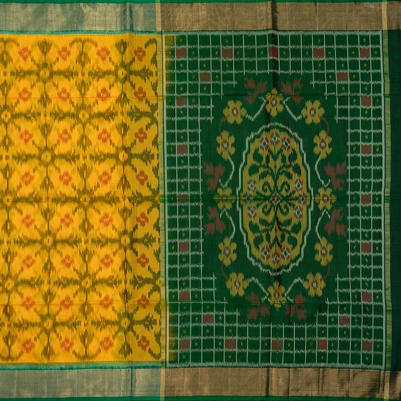 Hayagrivas Yellow Handloom Ikkat Soft Silk Saree SSCBF155H1-48