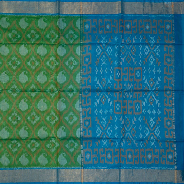 Hayagrivas Parrot Green Ikkat Kora Silk Cotton Saree SSCBF155H1-51