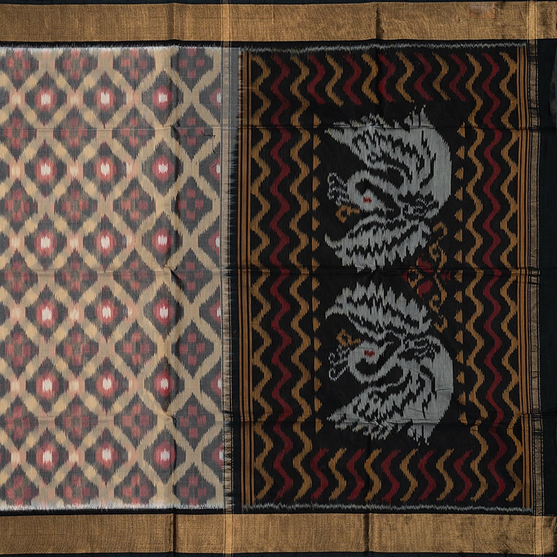 Hayagrivas Grey Handloom  Ikkat Kora Silk Cotton Saree SSCBF155H1-9