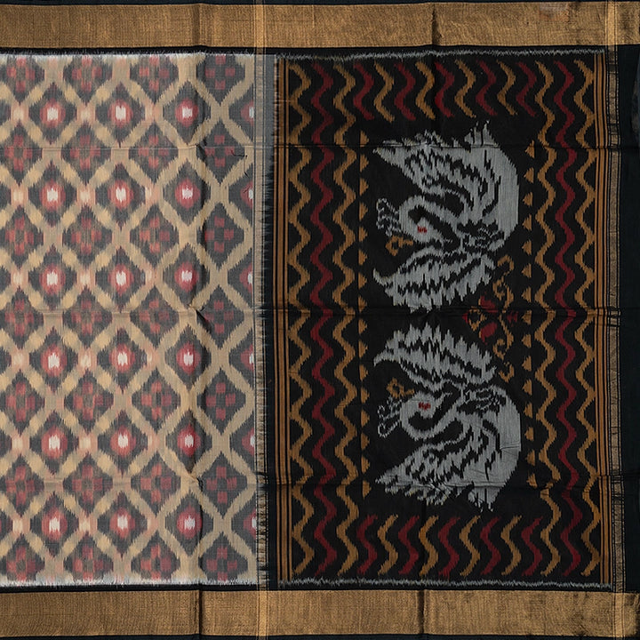 Hayagrivas Grey Handloom  Ikkat Kora Silk Cotton Saree SSCBF155H1-9