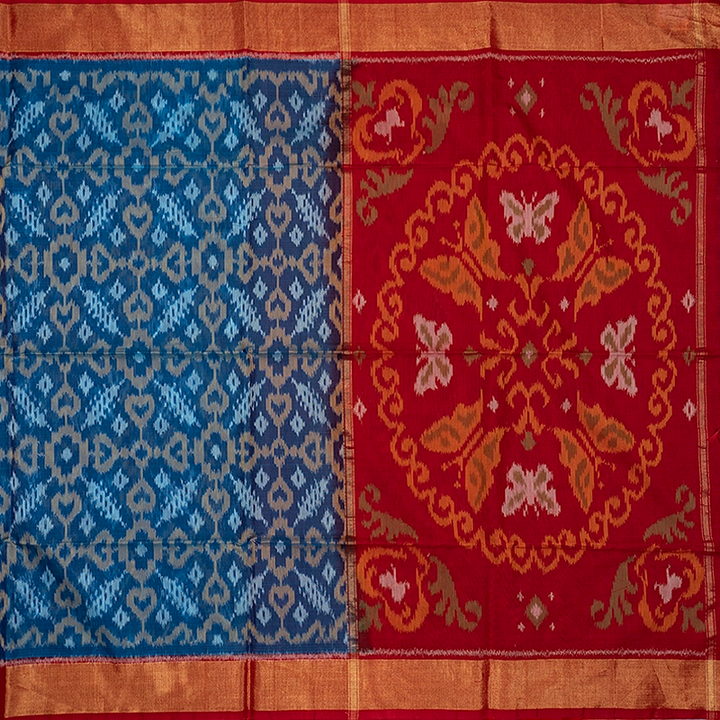 Hayagrivas Ananda Blue Handloom Ikkat Soft Silk Saree SSCBF155H1-94