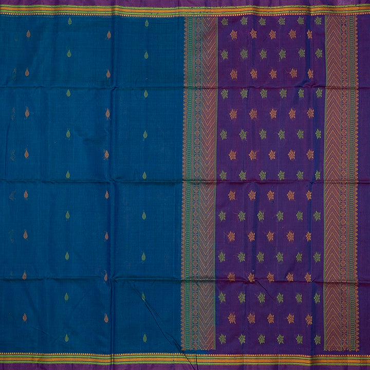 Hayagrivas Ananda Blue Kora Silk Cotton Saree SSCBF156H5-4