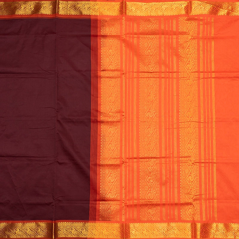 Hayagrivas Deep Brown Semi Silk Cotton Saree SSCBF164I1-32