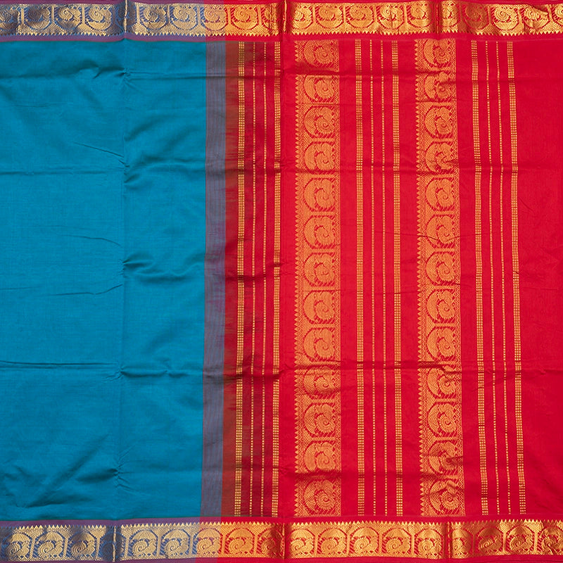 Hayagrivas Peacock Blue Semi Silk Cotton Saree SSCBF164I1-110