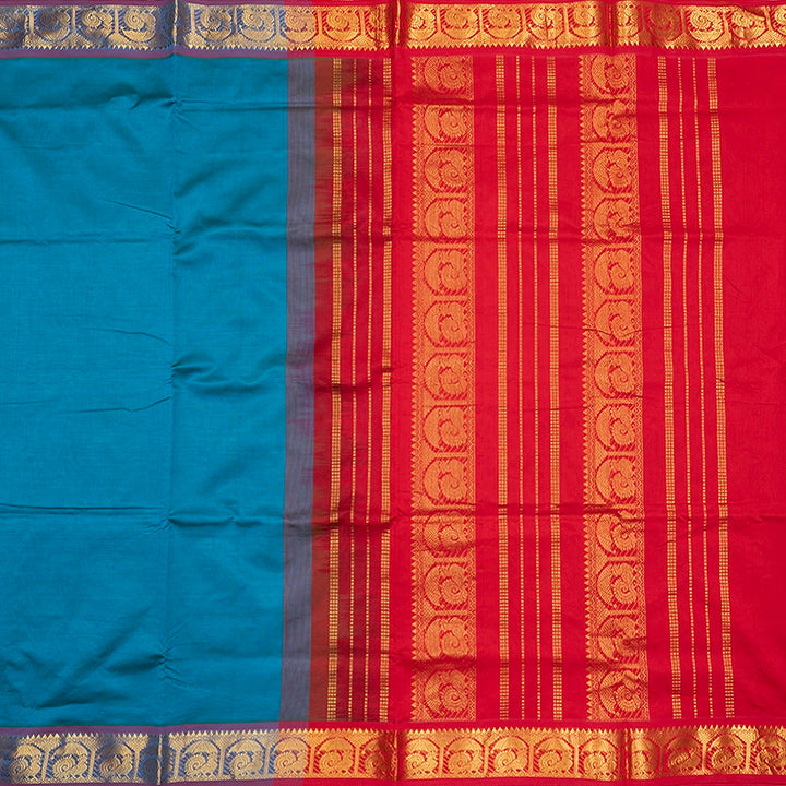 Hayagrivas Peacock Blue Semi Silk Cotton Saree SSCBF164I1-110
