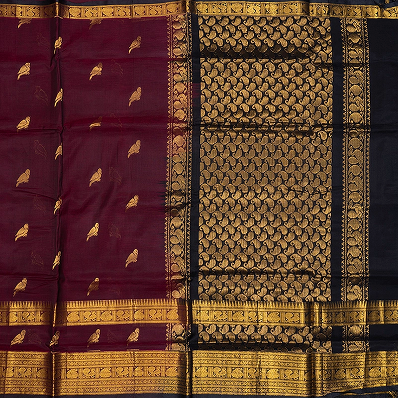 Hayagrivas Maroon Pure Silk Cotton Saree SSCBF16D5-1