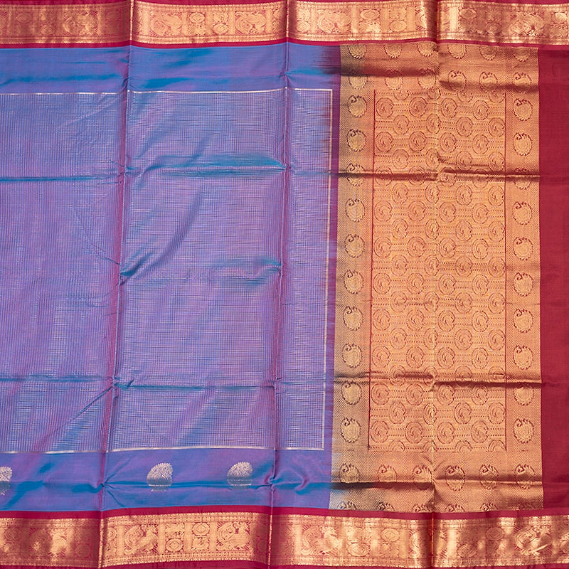 Hayagrivas Blue-Purple Kanchi Silk Cotton Saree SSCBF178I3-9