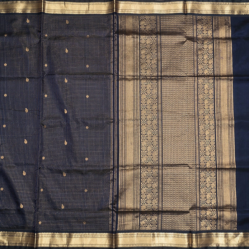 Hayagrivas Navy Blue Kanchi Silk Cotton Saree SSCBF178I4-1