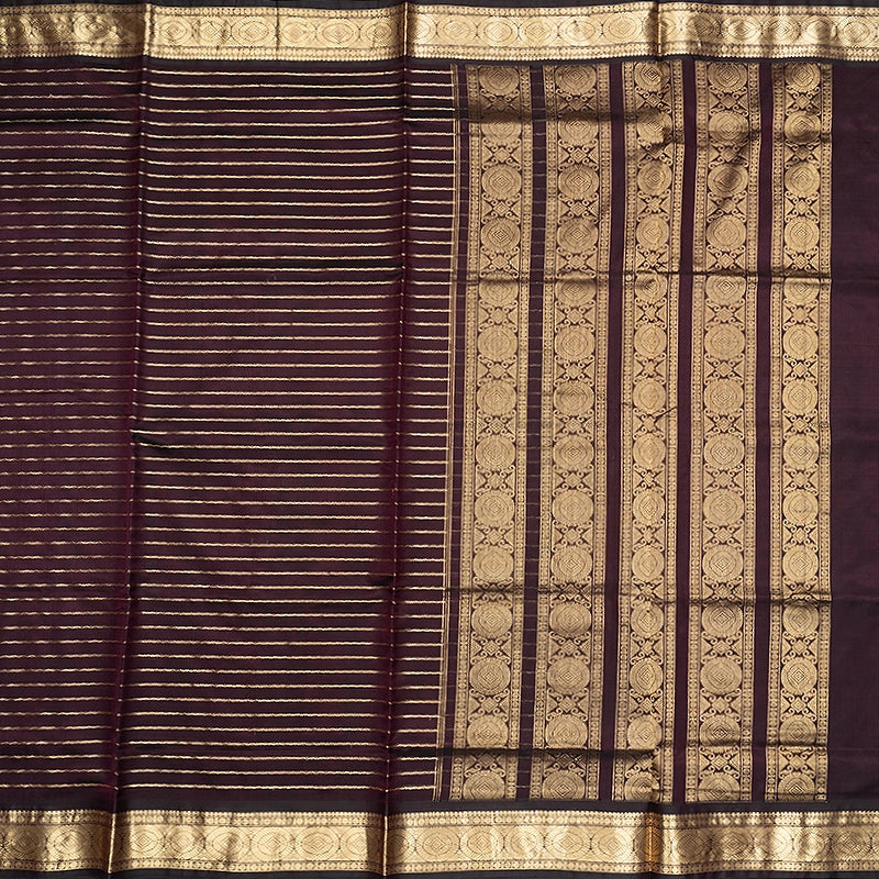 Hayagrivas Dark Brown Kanchi Silk Cotton Saree SSCBF178I4-2
