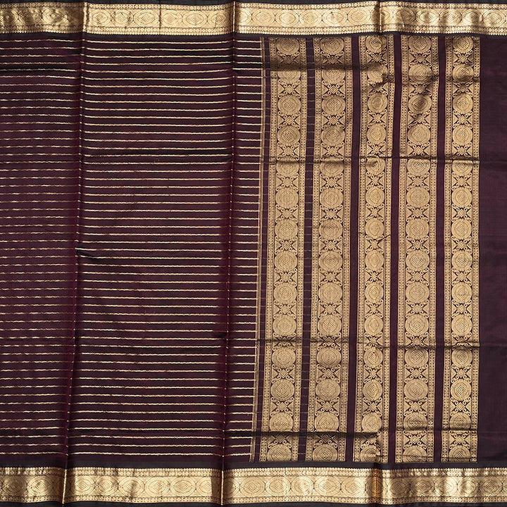 Hayagrivas Dark Brown Kanchi Silk Cotton Saree SSCBF178I4-2