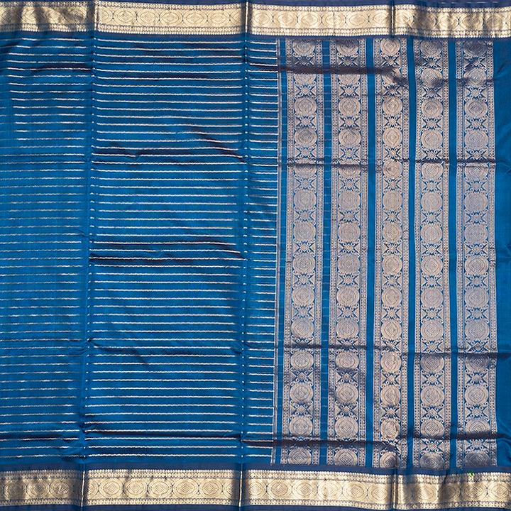 Hayagrivas Peacock Blue Kanchi Silk Cotton Saree SSCBF178I4-8