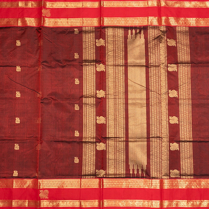Hayagrivas Maroon Kanchi Silk Cotton Saree SSCBF179I10-1