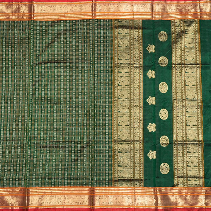 Hayagrivas Bottle Green Kanchi Silk Cotton Saree SSCBF179I12-1