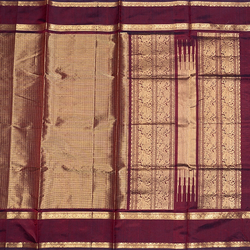 Hayagrivas Wine Marron Tissue Kanchi Silk Cotton Saree SSCBF179I14-5