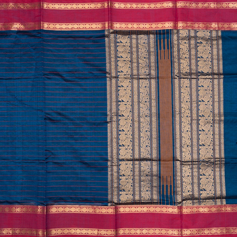 Hayagrivas Peacock Blue Kanchi Silk Cotton Saree SSCBF179I4-15