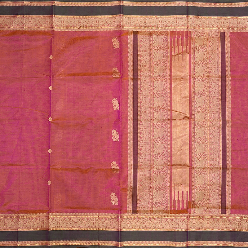 Hayagrivas Orangish Pink Kanchi Silk Cotton Saree SSCBF179I4-3