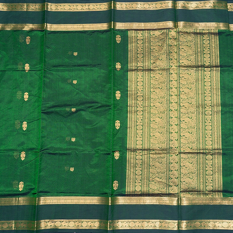 Hayagrivas Meenakshi Green Kanchi Silk Cotton Saree SSCBF179I7-11