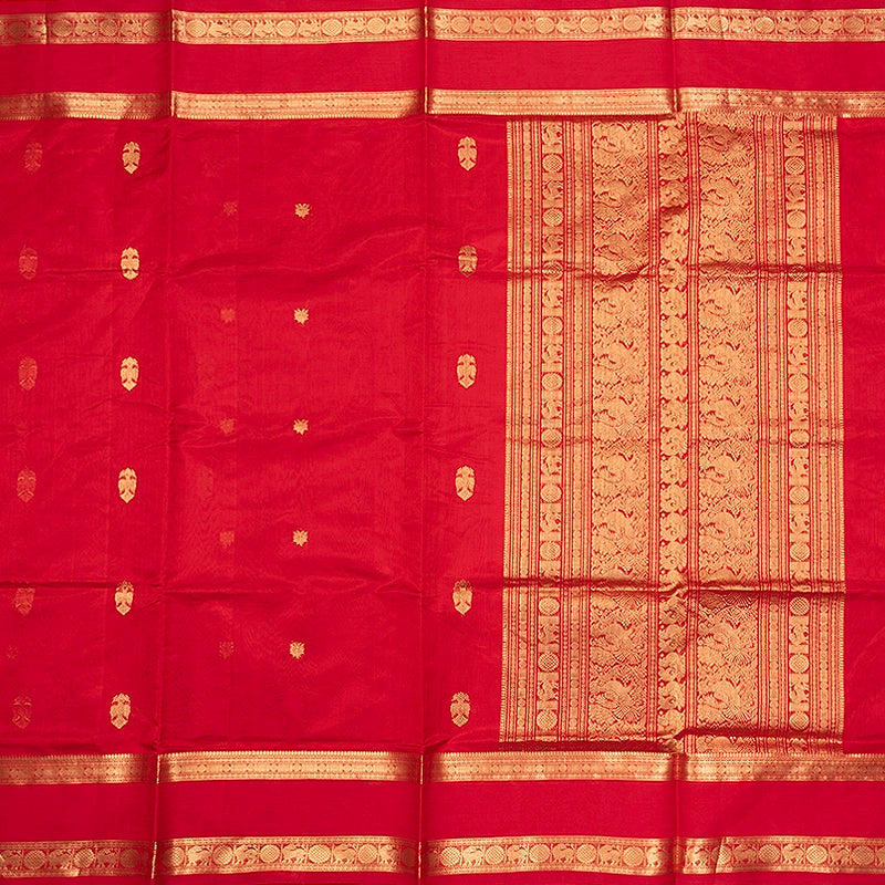 Hayagrivas Red Kanchi Silk Cotton Saree SSCBF179I7-5
