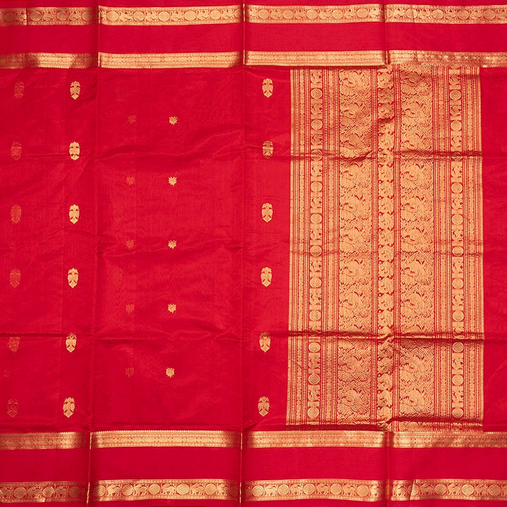 Hayagrivas Red Kanchi Silk Cotton Saree SSCBF179I7-5