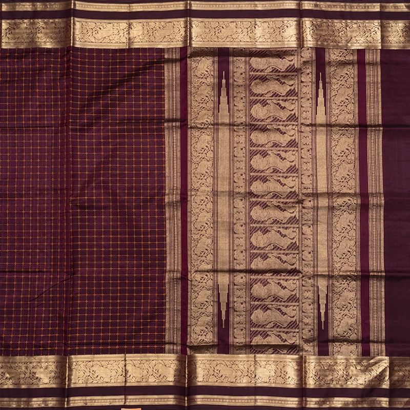 Hayagrivas Deep Plum Purple Kanchi Silk Cotton Saree SSCBF179I8-2