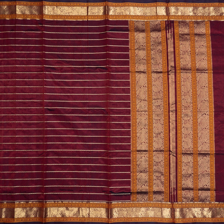 Hayagrivas Burgundy Kanchi Silk Cotton Saree SSCBF179I9-30