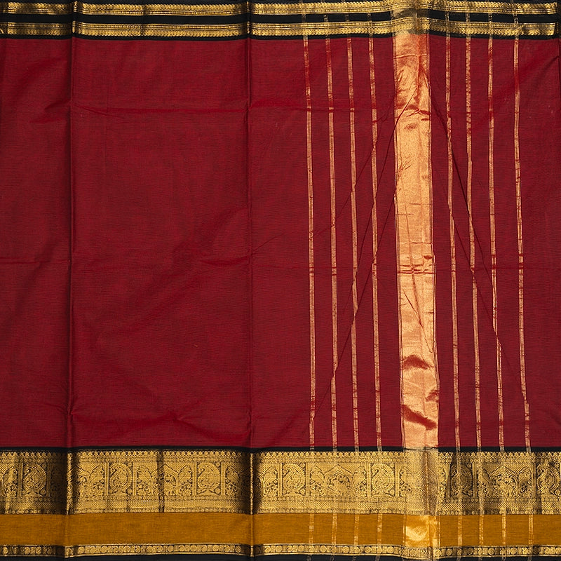 Hayagrivas Maroon Handloom Chettinad Cotton Saree SSCBF188J2-2
