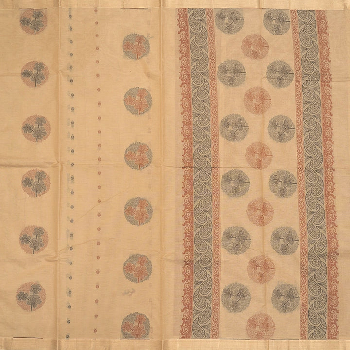Hayagrivas Cream-Beige Handloom Cotton Saree SSSBF126H5-3