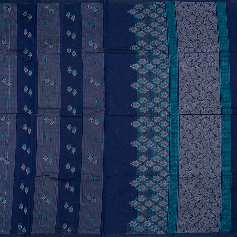 Hayagrivas Navy Blue Handloom Cotton Saree SSSBF127H15-3
