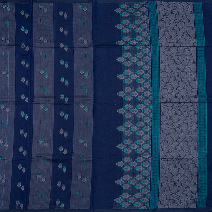 Hayagrivas Navy Blue Handloom Cotton Saree SSSBF127H15-3