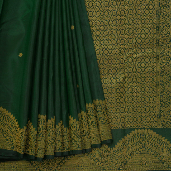 Hayagrivas Handloom Bottle Green Kanjivaram Silk Saree KBF163D1-2