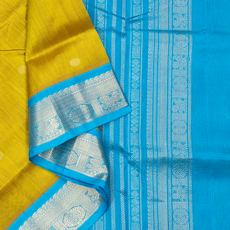 Hayagrivas Yellowish-Green Pure Silk Cotton Saree SSCBF34D5-4