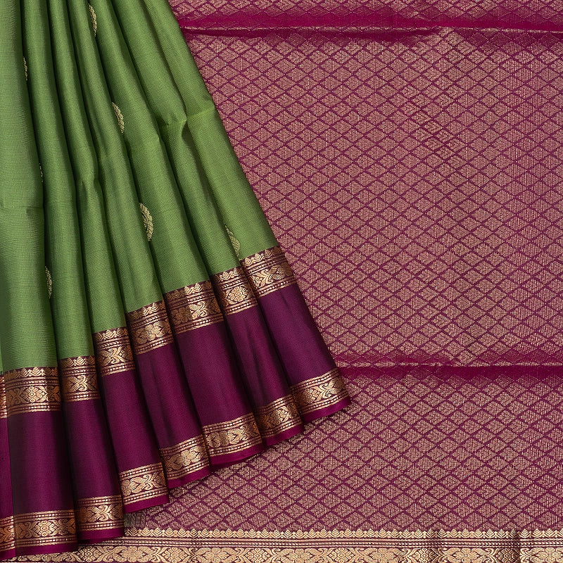 Hayagrivas Parrot Green Handloom Soft Silk Saree KBF532G4-10