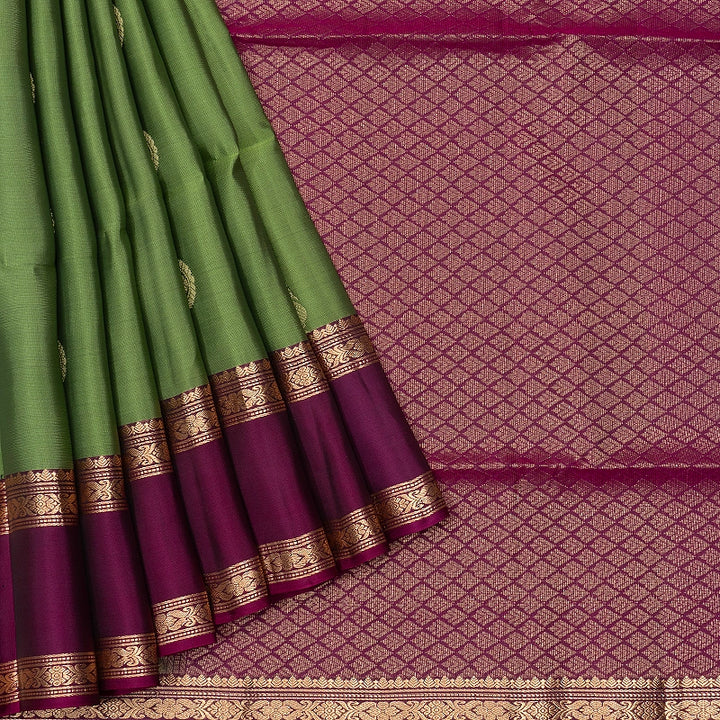 Hayagrivas Parrot Green Handloom Soft Silk Saree KBF532G4-10