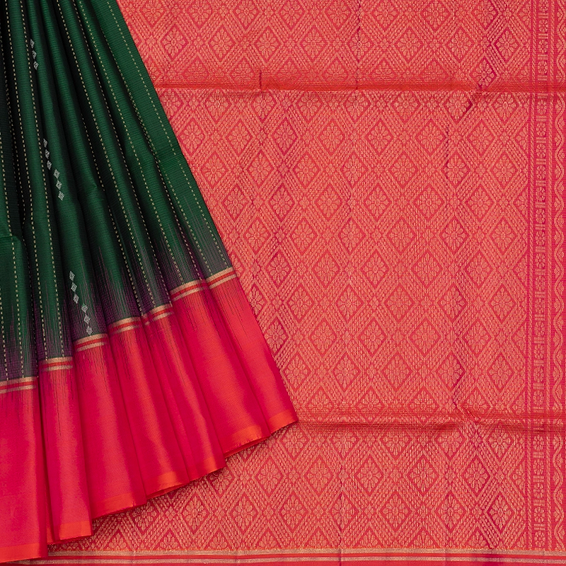 Hayagrivas Bottle Green Handloom Soft Silk Saree KBF566G1-5